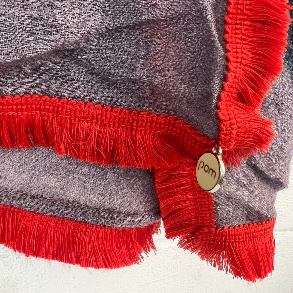 Pom Amsterdam Purple Print Wool Scarf